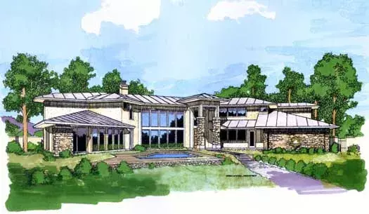 Contemporary house plans 63-194 - front exterior, 4,532 sq ft, 3 bed, 4 bath house plans | Monster House Plans