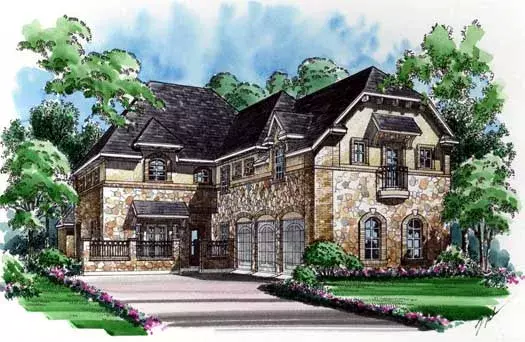 European house plans 63-198 - front exterior, 4,586 sq ft, 3 bed, 4 bath house plans | Monster House Plans