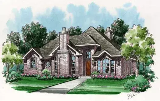 European house plans 63-200 - front exterior, 2,879 sq ft, 3 bed, 4 bath house plans | Monster House Plans