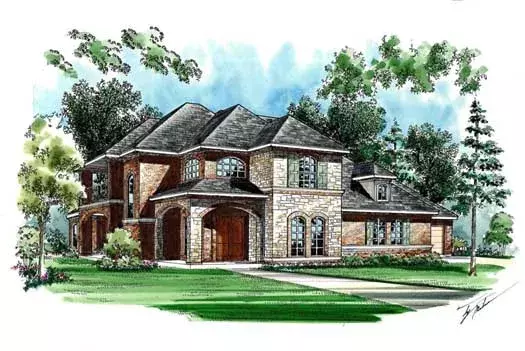 European house plans 63-205 - front exterior, 3,479 sq ft, 3 bed, 3 bath house plans | Monster House Plans