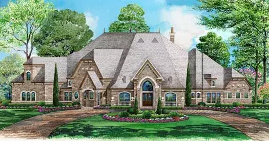 European house plans 63-213 - front exterior, 7,670 sq ft, 5 bed, 6 bath house plans | Monster House Plans