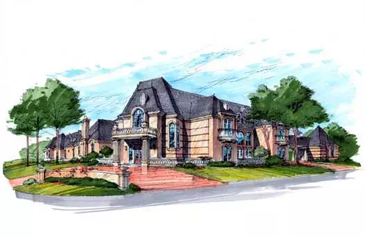 French Country house plans 63-216 - front exterior, 7,576 sq ft, 4 bed, 4 bath house plans | Monster House Plans