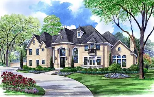 European house plans 63-219 - front exterior, 8,523 sq ft, 5 bed, 5 bath house plans | Monster House Plans