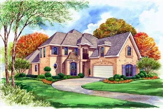European house plans 63-222 - front exterior, 4,024 sq ft, 3 bed, 4 bath house plans | Monster House Plans