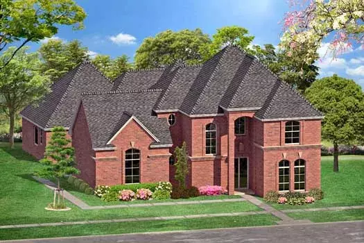 European house plans 63-223 - front exterior, 3,488 sq ft, 3 bed, 3 bath house plans | Monster House Plans