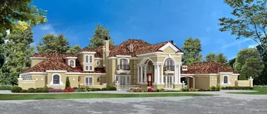 Mediterranean house plans 63-228 - front exterior, 6,969 sq ft, 5 bed, 5 bath house plans | Monster House Plans