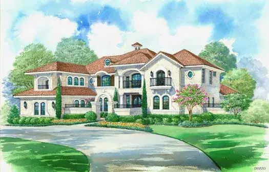 Mediterranean house plans 63-230 - front exterior, 6,903 sq ft, 4 bed, 4 bath house plans | Monster House Plans