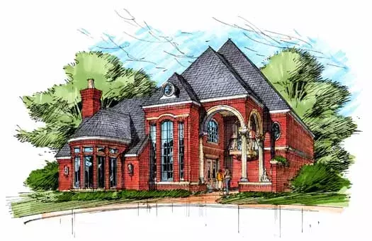 European house plans 63-240 - front exterior, 3,550 sq ft, 3 bed, 3 bath house plans | Monster House Plans