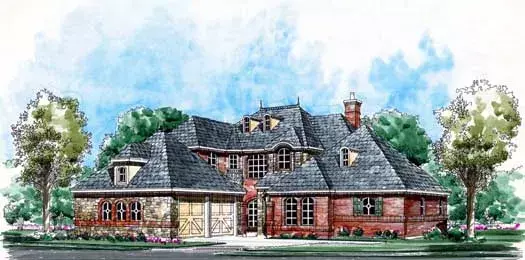European house plans 63-241 - front exterior, 3,436 sq ft, 3 bed, 3 bath house plans | Monster House Plans