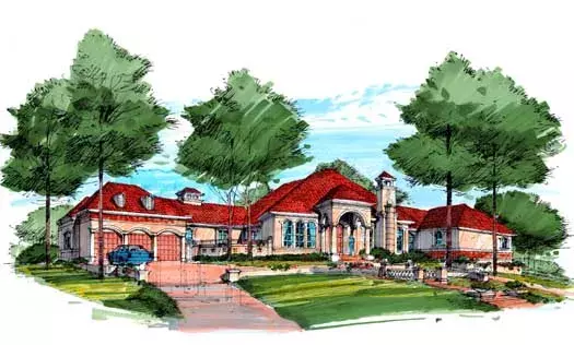 Mediterranean house plans 63-242 - front exterior, 5,925 sq ft, 4 bed, 5 bath house plans | Monster House Plans