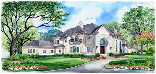 Mediterranean house plans 63-243 - front exterior, 5,907 sq ft, 5 bed, 5 bath house plans | Monster House Plans