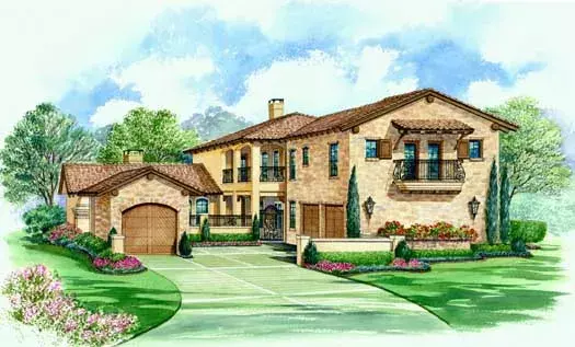 Spanish house plans 63-246 - front exterior, 3,671 sq ft, 4 bed, 4 bath house plans | Monster House Plans