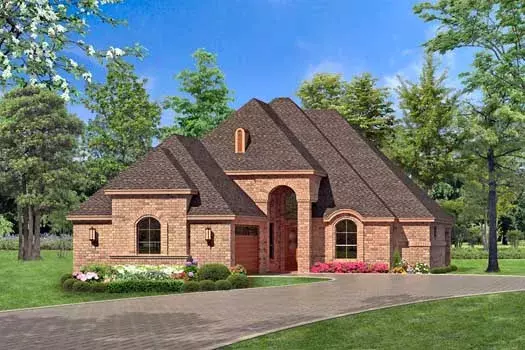European house plans 63-267 - front exterior, 2,363 sq ft, 3 bed, 2 bath house plans | Monster House Plans