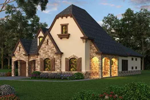 French Country house plans 63-274 - front exterior, 3,090 sq ft, 3 bed, 3 bath house plans | Monster House Plans