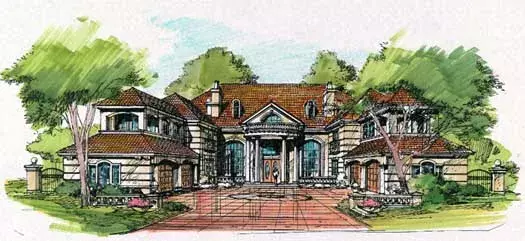 Mediterranean house plans 63-278 - front exterior, 7,341 sq ft, 5 bed, 6 bath house plans | Monster House Plans