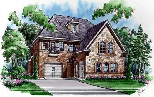 European house plans 63-283 - front exterior, 3,441 sq ft, 3 bed, 3 bath house plans | Monster House Plans