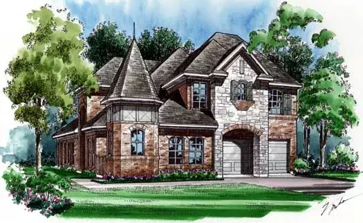 European house plans 63-284 - front exterior, 3,062 sq ft, 3 bed, 2 bath house plans | Monster House Plans