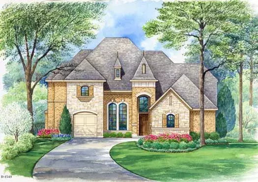 European house plans 63-287 - front exterior, 4,549 sq ft, 4 bed, 3 bath house plans | Monster House Plans