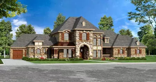 European house plans 63-294 - front exterior, 4,271 sq ft, 4 bed, 4 bath house plans | Monster House Plans