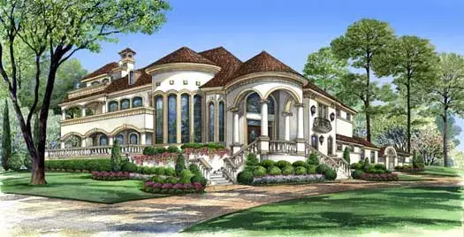 Mediterranean house plans 63-301 - front exterior, 5,413 sq ft, 4 bed, 4 bath house plans | Monster House Plans