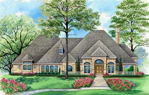 European house plans 63-302 - front exterior, 4,536 sq ft, 4 bed, 4 bath house plans | Monster House Plans