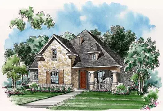 European house plans 63-311 - front exterior, 2,148 sq ft, 3 bed, 2 bath house plans | Monster House Plans