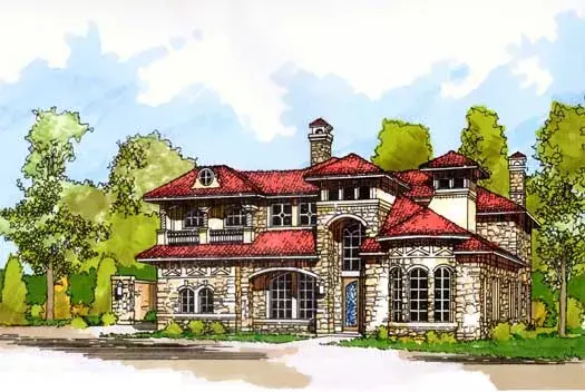 Mediterranean house plans 63-313 - front exterior, 6,651 sq ft, 4 bed, 4 bath house plans | Monster House Plans