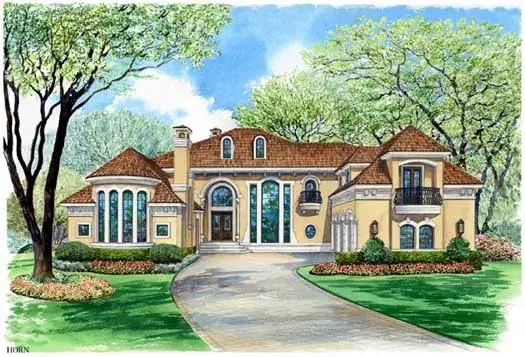 Mediterranean house plans 63-316 - front exterior, 5,956 sq ft, 3 bed, 5 bath house plans | Monster House Plans