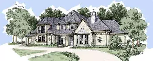 European house plans 63-317 - front exterior, 6,658 sq ft, 5 bed, 5 bath house plans | Monster House Plans