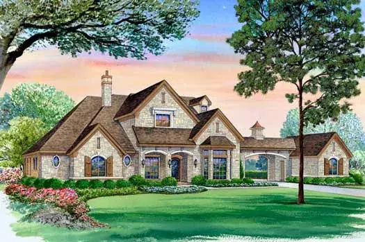 English Country house plans 63-319 - front exterior, 5,518 sq ft, 5 bed, 5 bath house plans | Monster House Plans