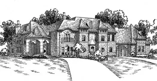 European house plans 63-322 - front exterior, 8,072 sq ft, 5 bed, 5 bath house plans | Monster House Plans