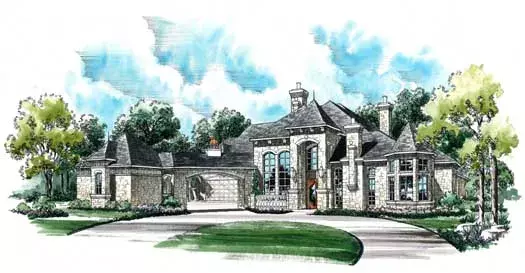 European house plans 63-323 - front exterior, 6,178 sq ft, 5 bed, 5 bath house plans | Monster House Plans