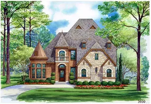 English Country house plans 63-326 - front exterior, 3,930 sq ft, 4 bed, 4 bath house plans | Monster House Plans