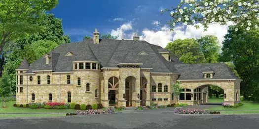 European house plans 63-327 - front exterior, 7,924 sq ft, 4 bed, 5 bath house plans | Monster House Plans