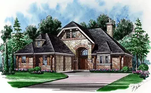 European house plans 63-328 - front exterior, 2,622 sq ft, 3 bed, 3 bath house plans | Monster House Plans