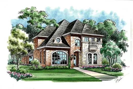 European house plans 63-329 - front exterior, 3,529 sq ft, 4 bed, 4 bath house plans | Monster House Plans