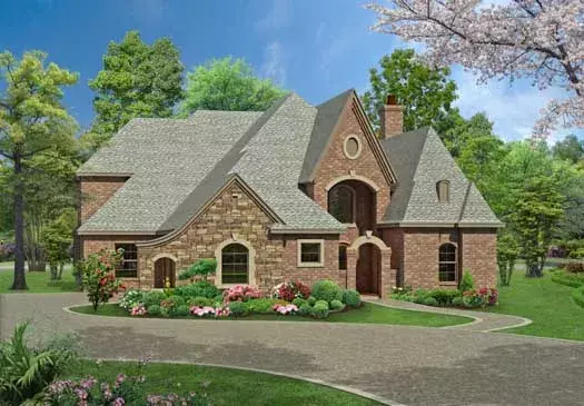 French Country house plans 63-334 - front exterior, 3,965 sq ft, 3 bed, 3 bath house plans | Monster House Plans
