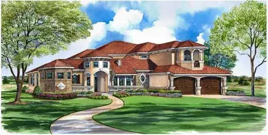 Mediterranean house plans 63-339 - front exterior, 4,310 sq ft, 3 bed, 3 bath house plans | Monster House Plans