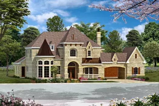European house plans 63-341 - front exterior, 6,065 sq ft, 5 bed, 5 bath house plans | Monster House Plans