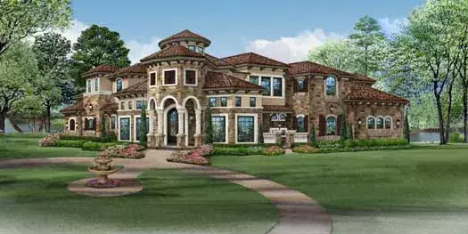 Mediterranean house plans 63-359 - front exterior, 4,328 sq ft, 4 bed, 4 bath house plans | Monster House Plans