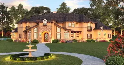 Mediterranean house plans 63-361 - front exterior, 3,767 sq ft, 3 bed, 3 bath house plans | Monster House Plans