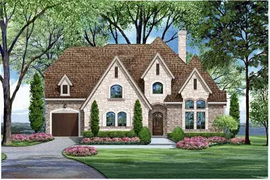European house plans 63-362 - front exterior, 5,253 sq ft, 4 bed, 3 bath house plans | Monster House Plans