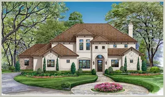 Mediterranean house plans 63-372 - front exterior, 3,692 sq ft, 4 bed, 3 bath house plans | Monster House Plans