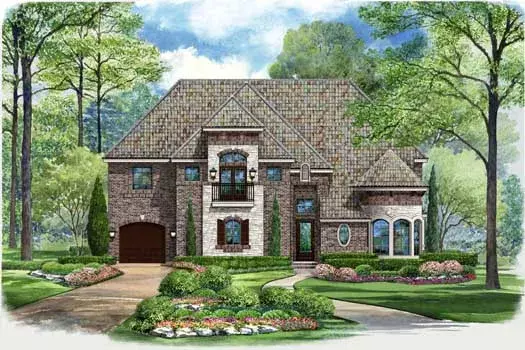 Mediterranean house plans 63-373 - front exterior, 6,192 sq ft, 5 bed, 5 bath house plans | Monster House Plans