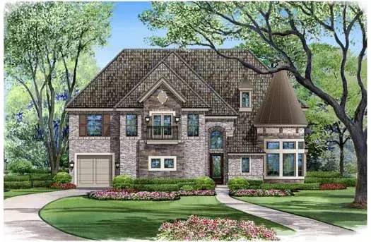 European house plans 63-374 - front exterior, 6,192 sq ft, 5 bed, 5 bath house plans | Monster House Plans
