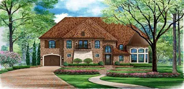 European house plans 63-375 - front exterior, 6,192 sq ft, 5 bed, 5 bath house plans | Monster House Plans