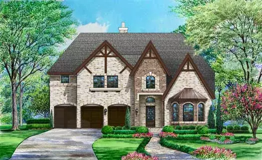 English Country house plans 63-392 - front exterior, 4,827 sq ft, 5 bed, 5 bath house plans | Monster House Plans
