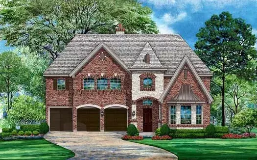 French Country house plans 63-394 - front exterior, 4,827 sq ft, 5 bed, 5 bath house plans | Monster House Plans