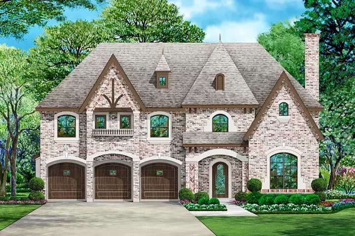 European house plans 63-398 - front exterior, 5,104 sq ft, 5 bed, 4 bath house plans | Monster House Plans