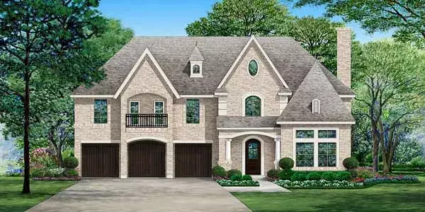 European house plans 63-399 - front exterior, 5,104 sq ft, 5 bed, 4 bath house plans | Monster House Plans